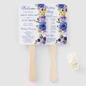 水彩紫とクリーム結婚花 ハンドファン (正面&裏面)