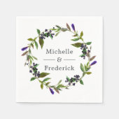 水彩紫とセージフローラ結婚ズ スタンダードカクテルナプキン (正面)