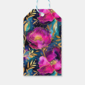 水彩紫とティール（緑がかった色）結婚花 ギフトタグ (裏面)