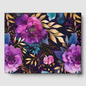 水彩紫とティール（緑がかった色）結婚花 ゲストブック (裏面)