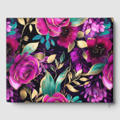 水彩紫とティール（緑がかった色）結婚花 ゲストブック (裏面)