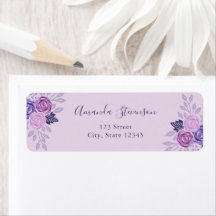 水彩紫とピンクの花柄