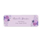 水彩紫とピンクの花柄 ラベル (正面)