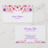 水彩紫とピンクの花 名刺 (正面/裏面)