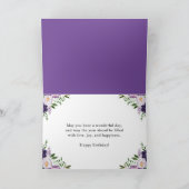 水彩紫と白の花の誕生日 カード (内部)