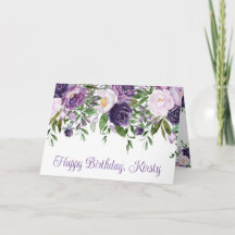 水彩紫と白の花の誕生日