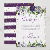 水彩紫と白の花甘い16 サンキューカード (正面/裏面)