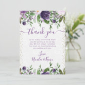 水彩紫と白結婚花 サンキューカード (スタンド正面)