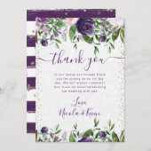 水彩紫と白結婚花 サンキューカード (正面/裏面)