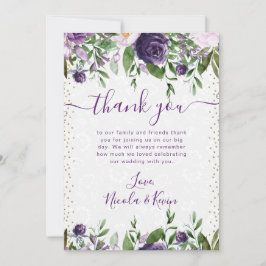 水彩紫と白結婚花 サンキューカード