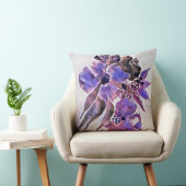 水彩紫と紫のフローラ絵画ズ クッション (椅子)