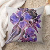 水彩紫と紫のフローラ絵画ズ クッション (ブランケット)