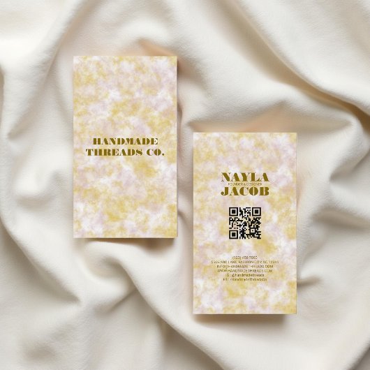 水彩紫と緑の手作り服 名刺