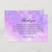 水彩紫と薄紫書結婚の サンキューカード (正面/裏面)