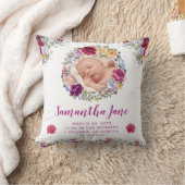 水彩紫と赤の花のベビー写真 クッション (ブランケット)