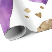 水彩紫と金ゴールドインクバレンタインハート ラッピングペーパー (ロールコーナー)