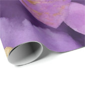 水彩紫と金ゴールドインクバレンタインハート ラッピングペーパー (ロールコーナー)