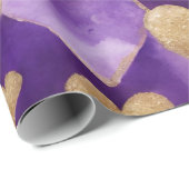 水彩紫と金ゴールドインクバレンタインハート ラッピングペーパー (ロールコーナー)