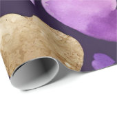 水彩紫と金ゴールドインクバレンタインハート ラッピングペーパー (ロールコーナー)