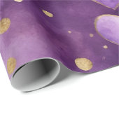 水彩紫と金ゴールドインクバレンタインハート ラッピングペーパー (ロールコーナー)