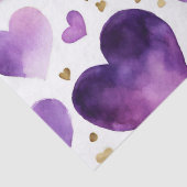 水彩紫と金ゴールドインクバレンタインハート 薄葉紙 (詳細)