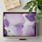 水彩紫と金ゴールドインクバレンタインハート 薄葉紙 (ギフト)