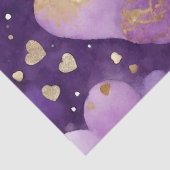 水彩紫と金ゴールドインクバレンタインハート 薄葉紙 (詳細)