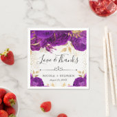 水彩紫と金ゴールド結婚の花 スタンダードカクテルナプキン (インサイチュ)