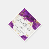 水彩紫と金ゴールド結婚の花 スタンダードカクテルナプキン (角)