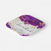 水彩紫と金ゴールド結婚の花 ペーパープレート (傾斜あり)