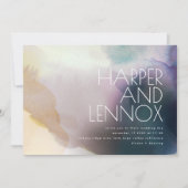 水彩紫と金ゴールド結婚式招待状 招待状 (正面)