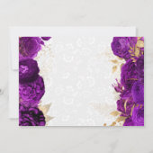 水彩紫と金ゴールド花キンセアニェラ 招待状 (裏面)