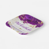 水彩紫と金ゴールド花誕生日 ペーパープレート (傾斜あり)