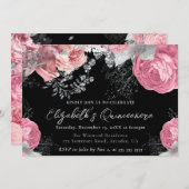 水彩紫と銀のバラキンセアニェラ 招待状 (正面/裏面)