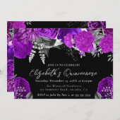 水彩紫と銀のバラキンセアニェラ 招待状 (正面/裏面)