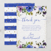 水彩紫と青の花甘い16 サンキューカード (正面/裏面)