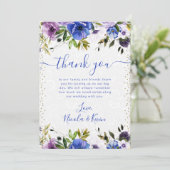 水彩紫と青結婚の花 サンキューカード (スタンド正面)