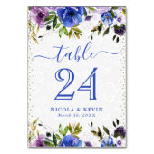 水彩紫と青結婚の花 テーブルナンバー (裏面)