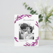 水彩紫のフローラ結婚の写真感謝していよ ポストカード (スタンド正面)