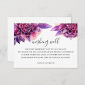 水彩紫のフローラ結婚の願い エンクロージャーカード (正面/裏面)