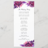水彩紫のフローラ結婚の。薄紫花 プログラム (裏面)