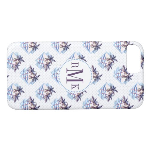 水彩紫の幾何学模様のヤシの木 Case-Mate iPhoneケース (裏面(横))