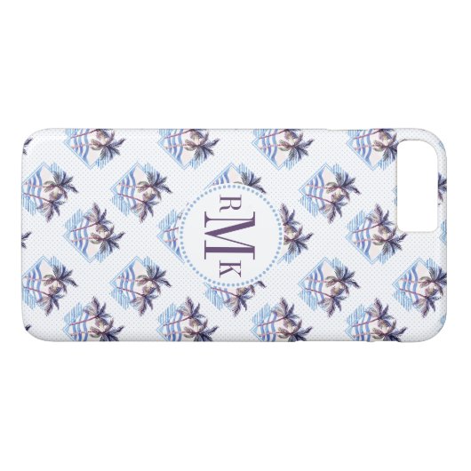 水彩紫の幾何学模様のヤシの木 Case-Mate iPhoneケース (裏面(横))