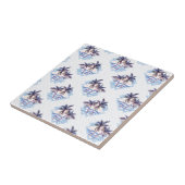 水彩紫の幾何学的ヤシの木のパターン タイル (側面)