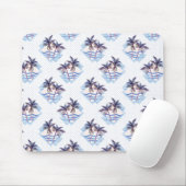 水彩紫の幾何学的ヤシの木のパターン マウスパッド (マウス)