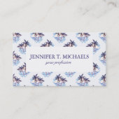 水彩紫の幾何学的ヤシの木のパターン 名刺 (正面)