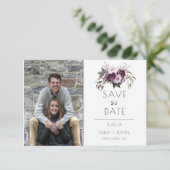 水彩紫の花模様写真保存日付 | セーブザデート (スタンド正面)