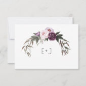 水彩紫の花模様写真保存日付 | セーブザデート (裏面)