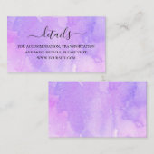 水彩紫の薄紫詳細。の結婚ホームページ エンクロージャーカード (正面/裏面)