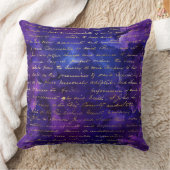 水彩紫インクパターンと金ゴールドスクリプト クッション (ブランケット)